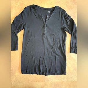 GAP Black Long Sleeve Henley Top | Size L Tall